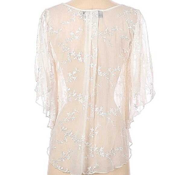 Fifteen-Twenty Ivory‎ Sheer Nicole 100% Silk Angel Top Embroidered Floral - Picture 4 of 7